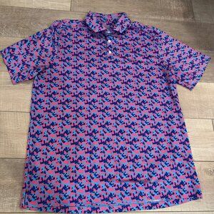 MERIPEX APPAREL MENS 2XL PINK CAMO DRI FIT GOLF SHIRT SHORT SLEEVE